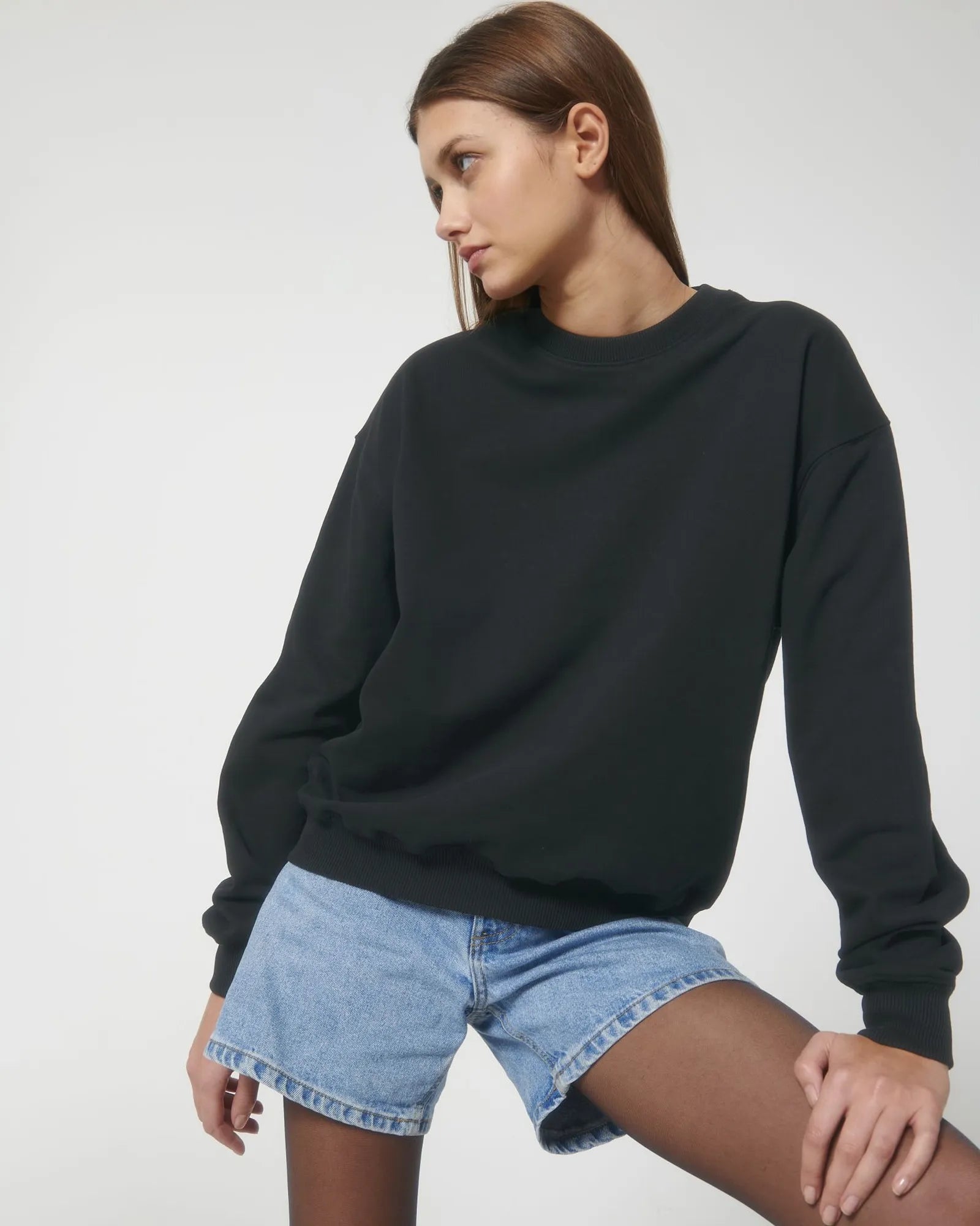 Sweat à col rond coton bio Stanley/Stella Ledger à personnaliser - Black